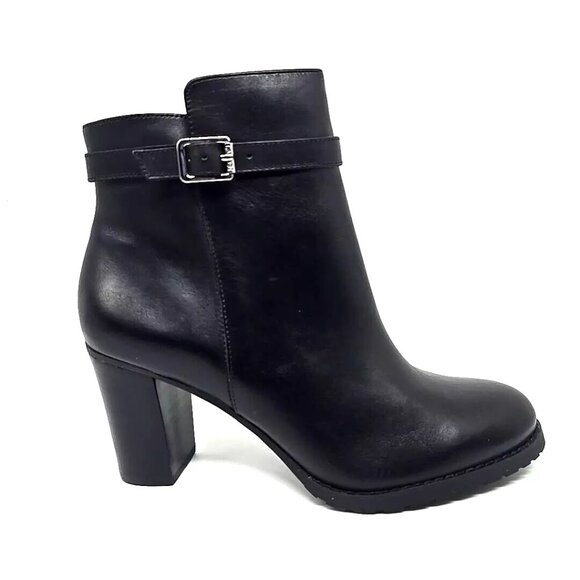 Ralph Lauren Carole Black Leather Side Zip Block Heel Ankle Booties Size 7.5B - Picture 8 of 12
